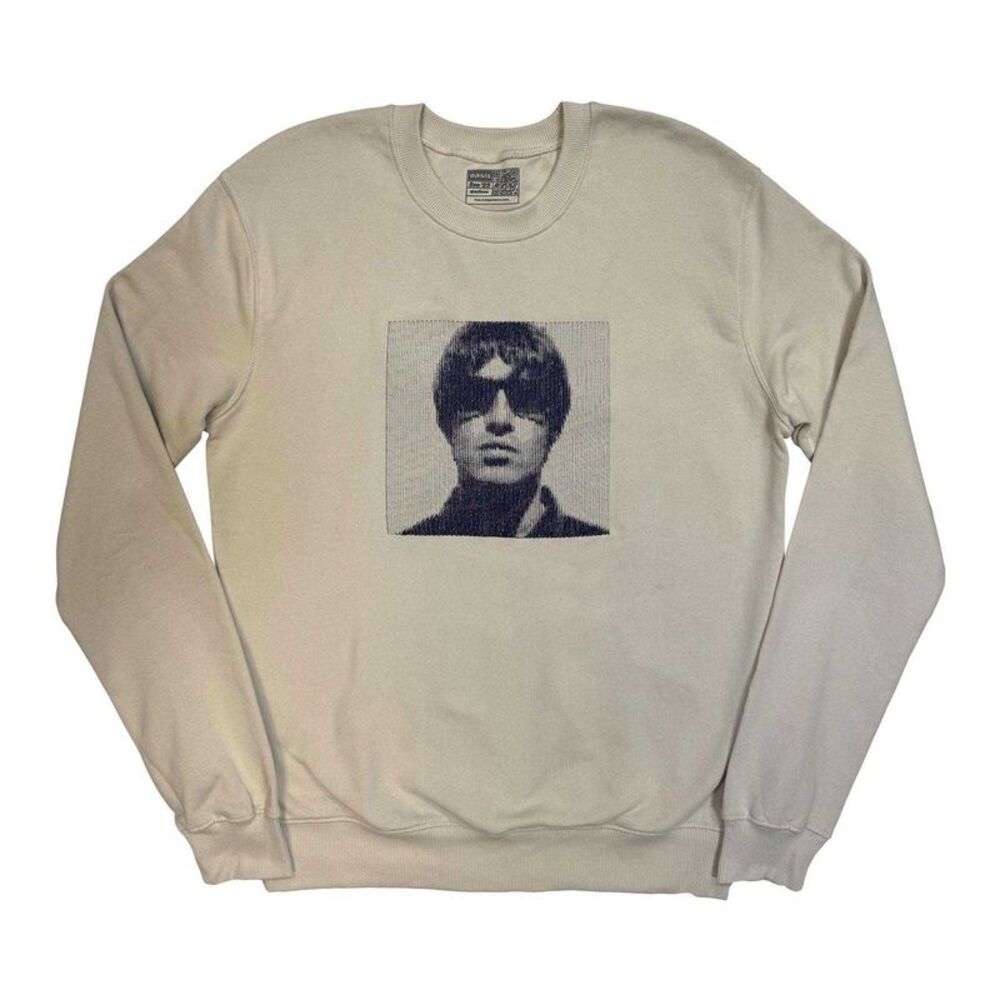 Oasis Unisex Adult Liam Portrait Embroidered Sweatshirt / Cream